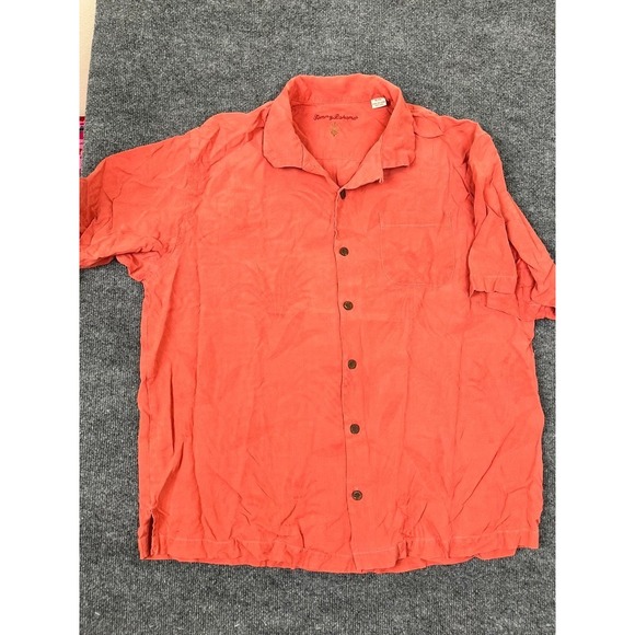 Tommy Bahama Silk Button Up Shirt Pink Size XL Short Sleeve - Picture 1 of 8